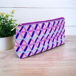 Clinique Colorful Geometric Makeup Bag Canvas Travel Case NWOT